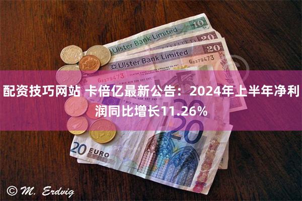 配资技巧网站 卡倍亿最新公告：2024年上半年净利润同比增长11.26%