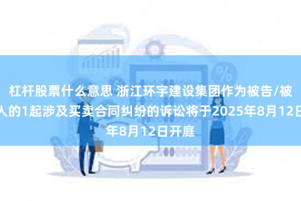 杠杆股票什么意思 浙江环宇建设集团作为被告/被上诉人的1起涉及买卖合同纠纷的诉讼将于2025年8月12日开庭